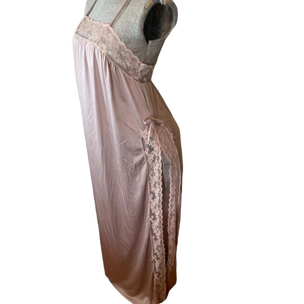 Vintage Blanche by Ralph Montenero Elegant Long Dress Nightgown Lace Champagne